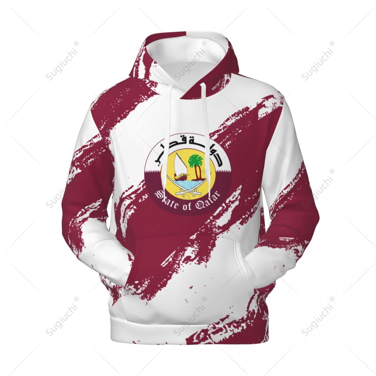 Unisex Qatar Vlag Kleur Hoodie - 3D Printing Qatar recensie en prijs